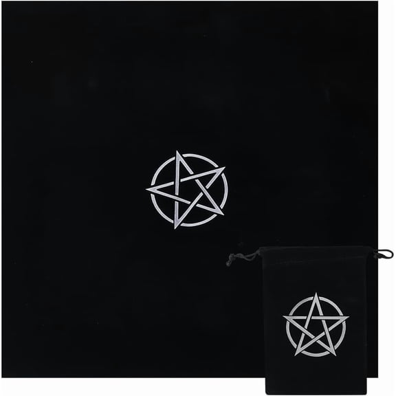 1 Set Star Pattern 1Pc Tarot Card Drawstring Storage Bag 1Pc Velvet Tarot Tablecloth Black 178~500x135~500x0.5~5.5mm