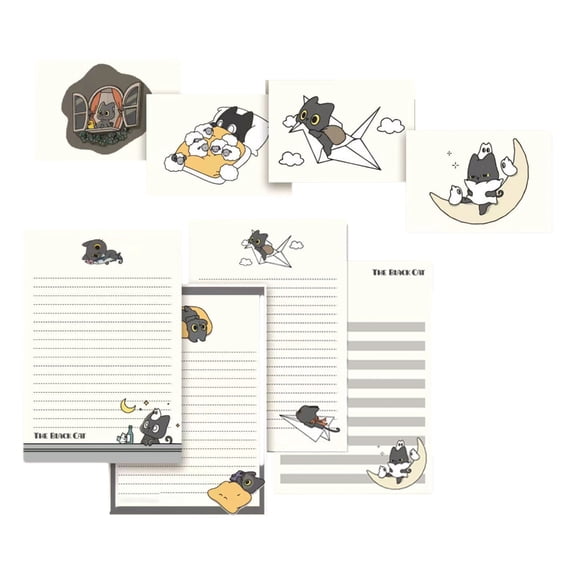 1 Set Little Black Cats Letter Writing Paper with Envelopes Set Stationery Paper