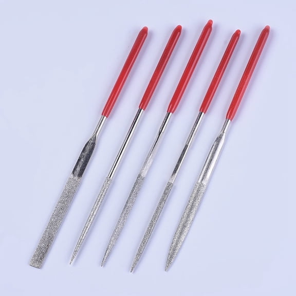 1 Set Steel Diamond Files Graining Burnishing Tools Stainless Steel Color 14.2~14.5x0.3~0.6cm 5pcs/set