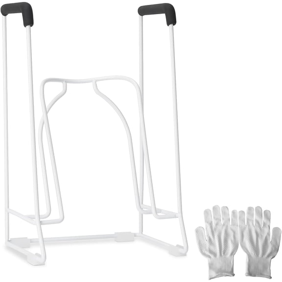 1 Set Stocking Donner for Medium Calves Under 18 Inch Circumference, Sock Aid Device with Curved Frame, Includes 4 Silicone Pads and 1 Pair of Gloves