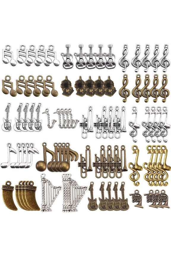 1 Set Style Treble Clef Pendants Mixed Shapes Mixed Color 26x10x2mm Hole: 2mm