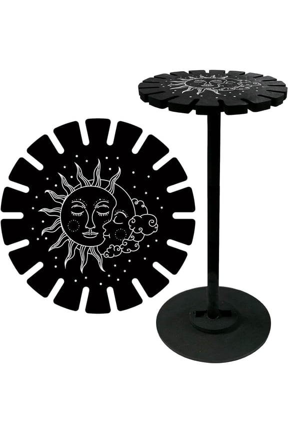 1 Set Sun and Moon Crystal Pendulum Shelf Pendant Display Holder Stand Black Boho Magic Wooden Dowsing Divination Metaphysical Boards Witchy Stuff for Home Hanging Stone Essential Oil Decor