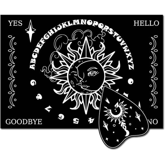 1 Set Sun Pendulum Board Set Dowsing Divination Board Wooden Metaphysical Message Spirit Talking Board Witch Altar Supplies with Planchette for Divination Wicca Meditation Black 11.8X8 Inch