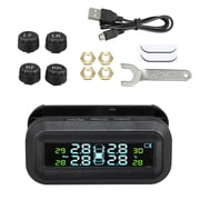 1 Set TPMS Tire Pressure Monitoring System Solar Power Car Tire Pressure Monitoring System LCD Display with 4 Sensors