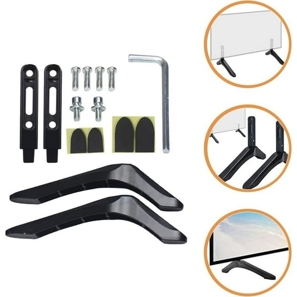 1 Set TV Base Feet TV Stand Mount Legs Universal Table Stand for 32-65 Inch LCD LED Screen Televisions Black