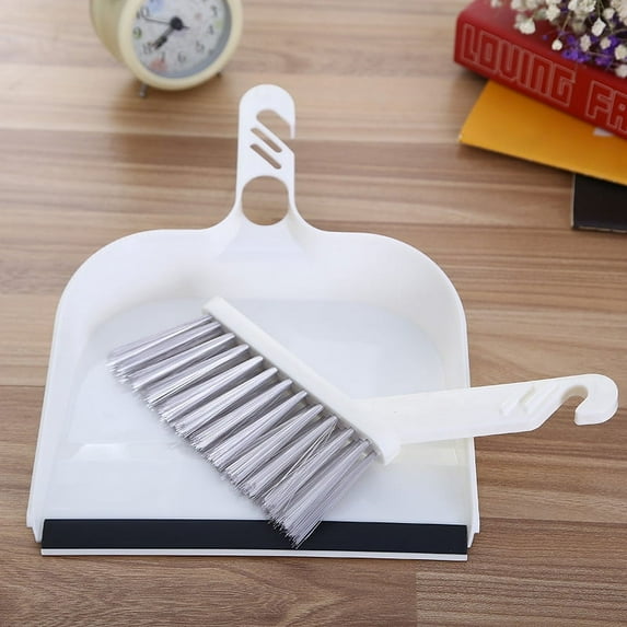 White Desktop with Dustpan and Brush Set for Home Office Use