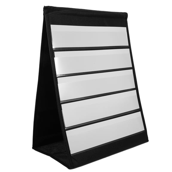 FONDOTIN Black Double-Sided Pocket Chart Display Rack with Triangular Stand, Classroom Organizer and Teaching Tool, 1 Set