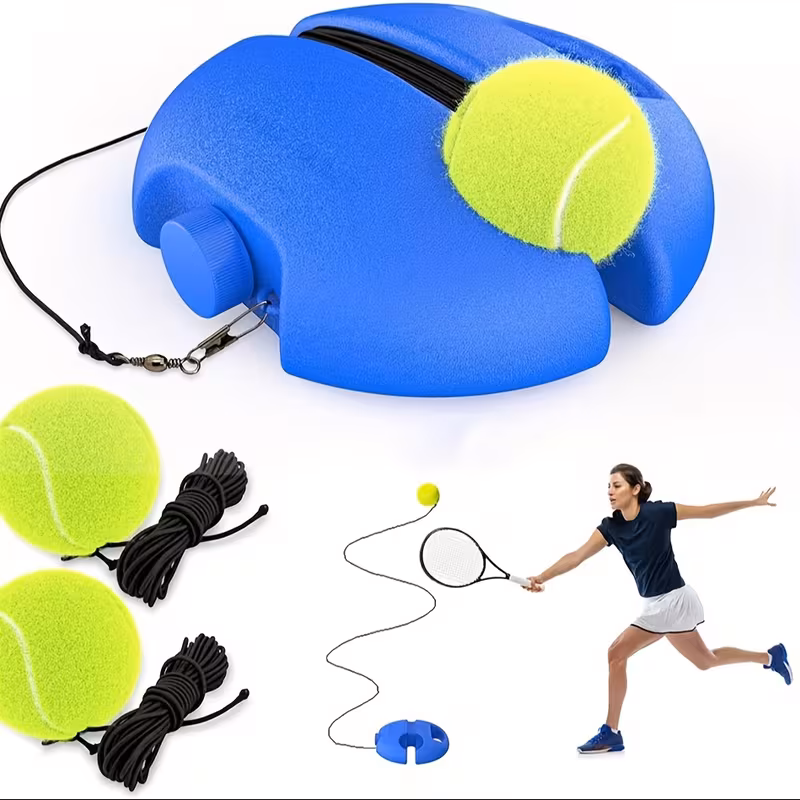 1 Set Tennis Training Kit, 2pcs Tennis Bouncing Balls & Practice Ropes for Beginners, Improve Skills Anytime, Anywhere, Solo Tennis Training Tool