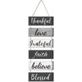 thumbnail image 1 of 1 Set Thankful Love Grateful Faith Believe Blessed Wooden Hanging Sign Decorative Plaque Rustic Wall-Mounted Hanging Slatted Sign for Entryway Farmhouse Living Room Decor Gray 35.4x11.8in, 1 of 6