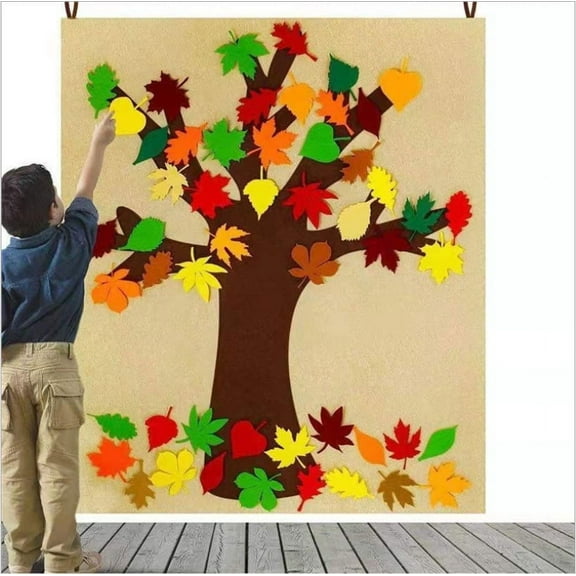 1 Set Thanksgiving Themed Stickers Tree Leaf Stickers Felt Maple Stickers Diy Craft Stickers