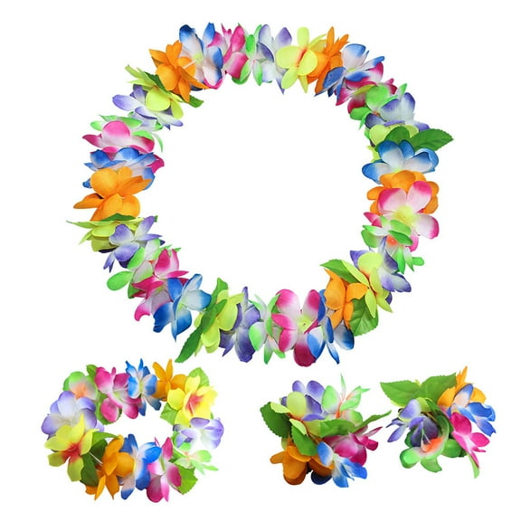 1 Set Thickening Vibrant Color 80Pcs Flower Hawaiian Garland Hawaiian Flowers Necklace Headband Bracelets Lei Party Supplies