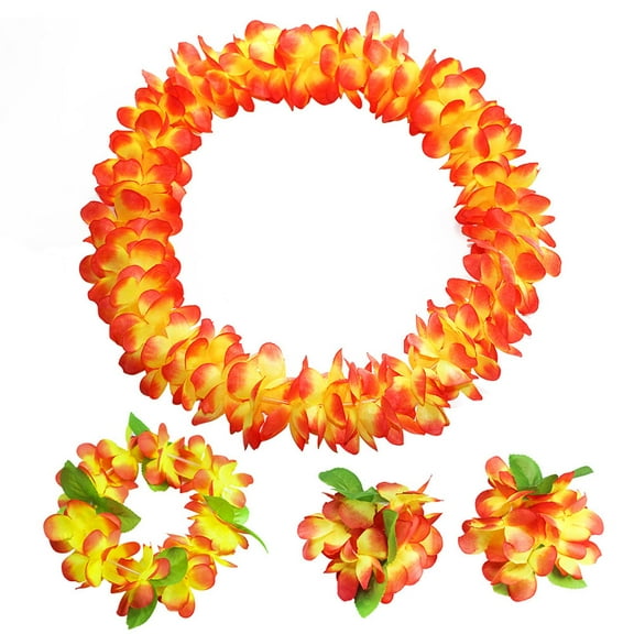 1 Set Thickening Vibrant Color 80Pcs Flower Hawaiian Garland Hawaiian Flowers Necklace Headband Bracelets Lei Party Supplies
