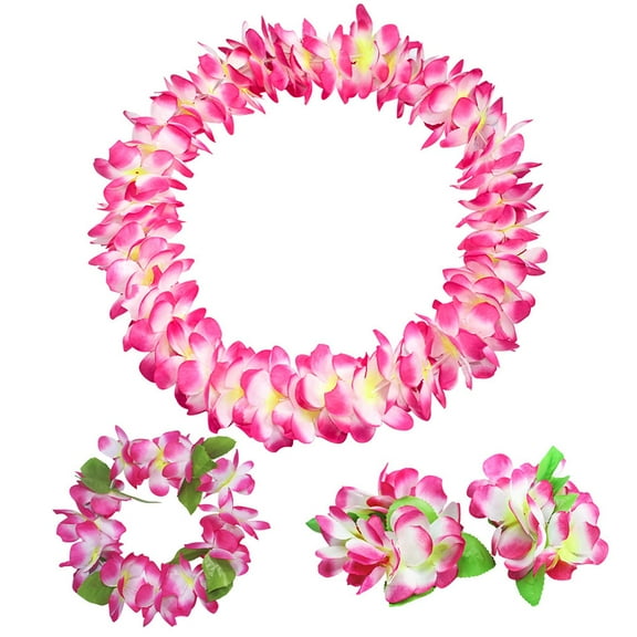1 Set Thickening Vibrant Color 80Pcs Flower Hawaiian Garland Hawaiian Flowers Necklace Headband Bracelets Lei Party Supplies