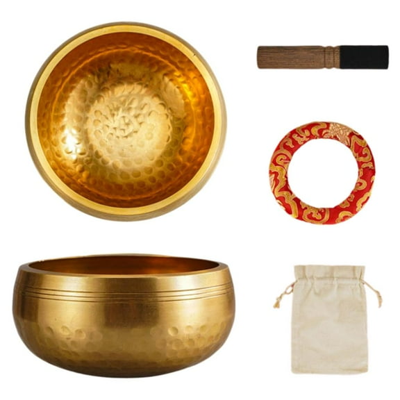 1 Set Tibetan Singing Bowl Set, Sound Bowl Meditation Set with 1Bowl 1 Striker 1 Washer 1 Cloth Bag for Yoga, Chakra Healing, Meditation Gifts