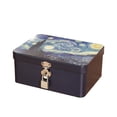 thumbnail image 1 of 1 Set Tin Box with Lock Key Convenient Desktop Storage Box Vintage Style Jewelry Storage Case for Home, 1 of 7