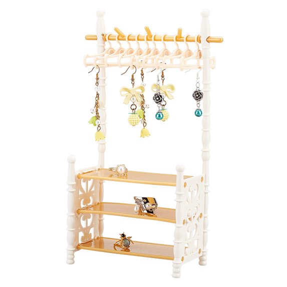 1 Set Tiny Clothes Rack with Beige Mini Hangers Small Plastic Jewerly ...