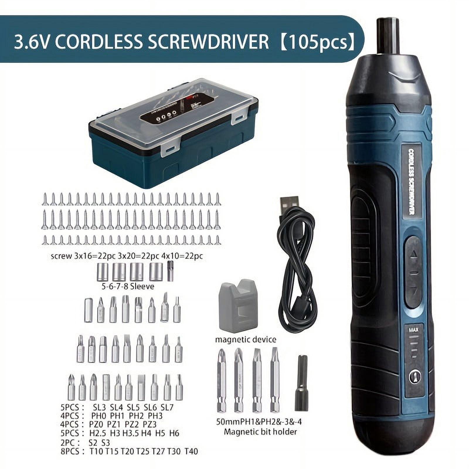 1 Set Torque-Adjustable Straight Handle 3.6V Electric Screwdriver, Small Multi-Functional Disassembly and Screwdriving Tool with Lithium Battery
