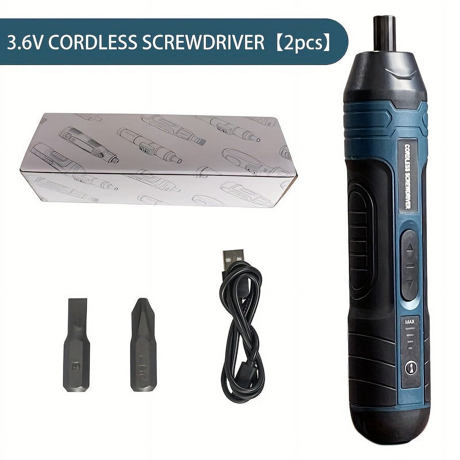 1 Set Torque-Adjustable Straight Handle 3.6V Electric Screwdriver, Small Multi-Functional Disassembly and Screwdriving Tool with Lithium Battery