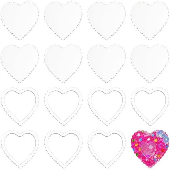 1 Set Transparent Acrylic Clear Blank Badge Heart 50x49x2.7mm 40pcs/set for Handmade