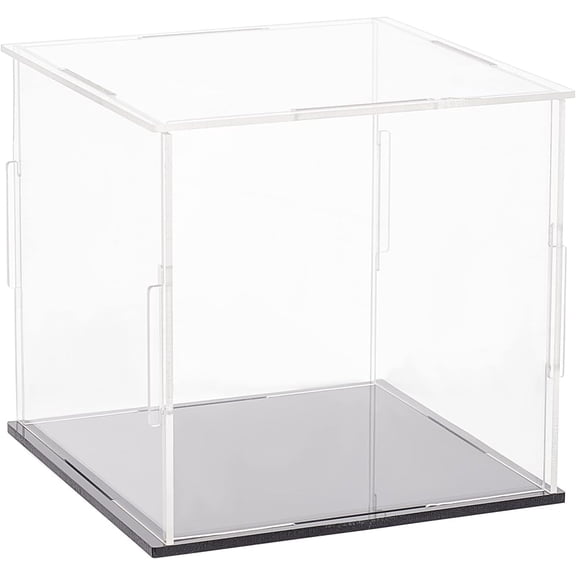 1 Set Transparent Acrylic Display Boxes Dust-Proof Cases with Black Base for Models Building Blocks Display Holders Clear for DIY