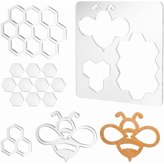 1 Set Transparent Acrylic Templates Clear Bees 200x200x5mm for DIY