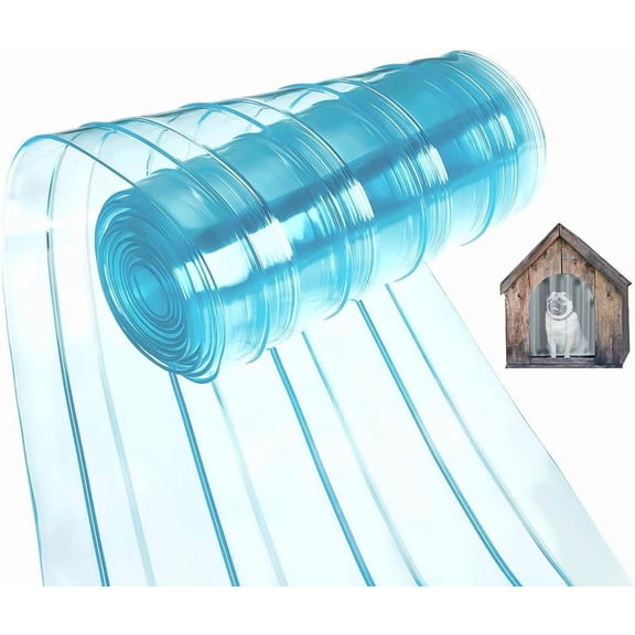 1 Set Transparent PVC Plastic Door Strip Curtain Door Screen Dark Turquoise 3000x183x2mm
