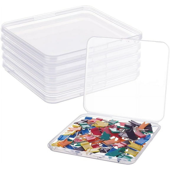 1 Set Transparent Plastic Bead Containers Cuboid Clear 12.5x11.5x1.15cm