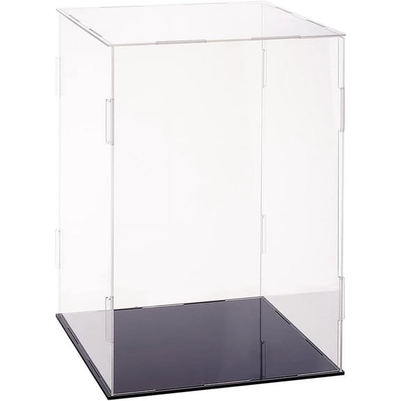 1 Set Transparent Plastic Minifigure Display Cases with Black Base for Models Building Blocks Display Holders White 21x21x30.5cm