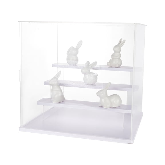 1 Set Transparent Plastic Minifigures Display Case 4-Tier Holder Risers for Models Building Blocks Doll Display Rectangle Clear Finished Product: 31.5x26.5x30cm