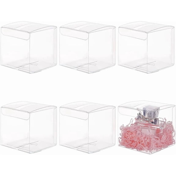 1 Set Transparent Plastic PET Boxes Gift Packaging Waterproof Folding Cartons Square Clear 8x8x8cm 6pcs