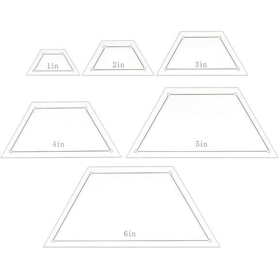 1 Set Trapezoid Acrylic Ruler Template Sheets Clear 23~78x44~170x2.5mm Hole: 2.5mm 6pcs/set art