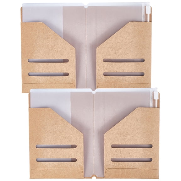 1 Set Travel Notebook Accessories Sets including Kraft Paper Card Holder & PVC File Pockets & Nylon Travel Notebook BurlyWood 210x230x2mm