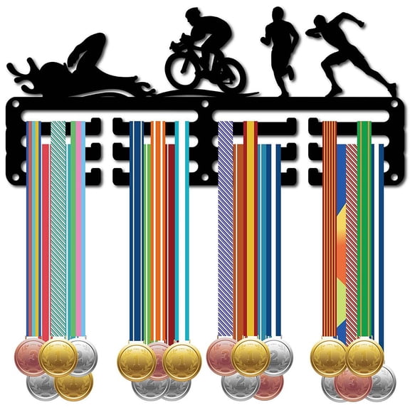 1 Set Triathlon Medal Holder Display Medal Hanger Swim Bike Run Rack Sports Metal Hanging Awards Iron Small Mount Decor Awards for Wall Home Badge Race Swimming Medalist Black 11.4 x 5.1 Inch