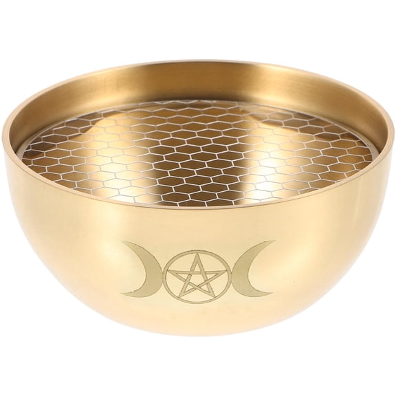 1 Set Triple Moon Pentacle Brass Offering Bowl Holy Water Bowl Incense Burner Smudging Bowl Decoration Bowl
