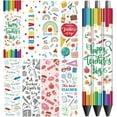 thumbnail image 1 of 1 Set UV DTF Pen Wraps Transfer Sticker Decal Teacher's Day - 48pcs Waterproof HD Print UV DTF Pen Adhesive Decals for Personalized DIY Pencil Pen Decorative Crafts Gifts Giving for Teacher Day, 1 of 8