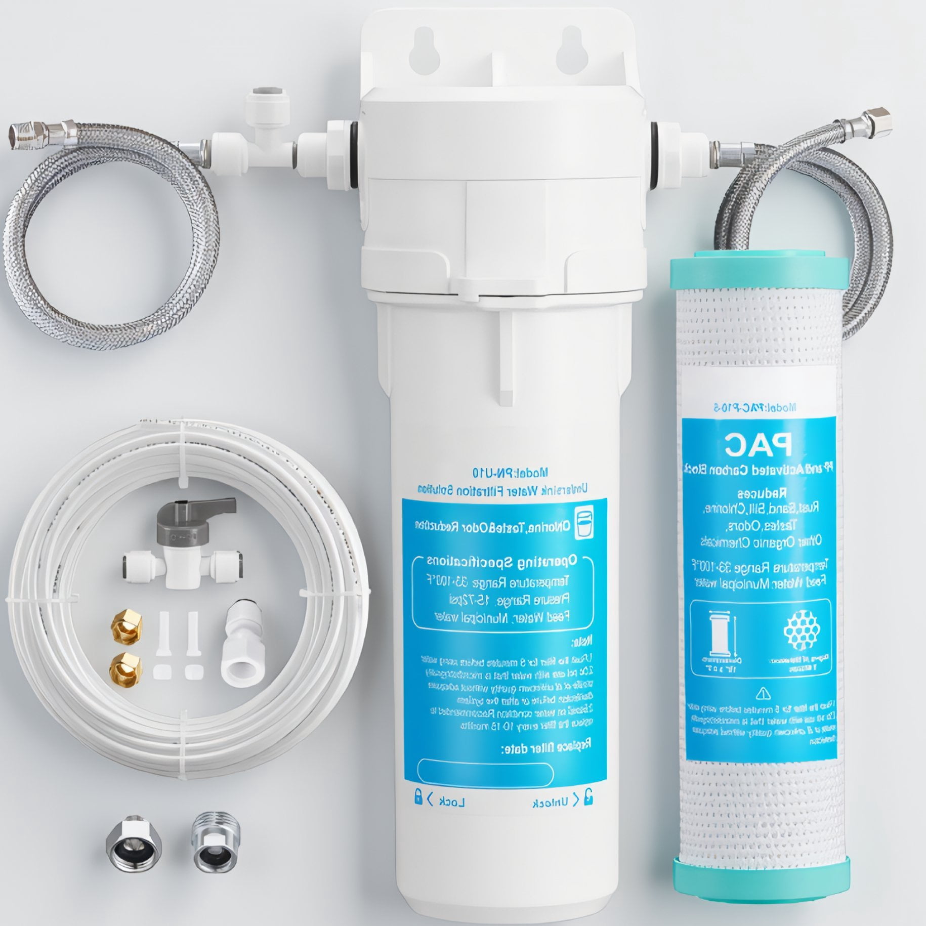 1 Set Under Sink Water Filter System for Faucet & Refrigerator, 2-Stage ...