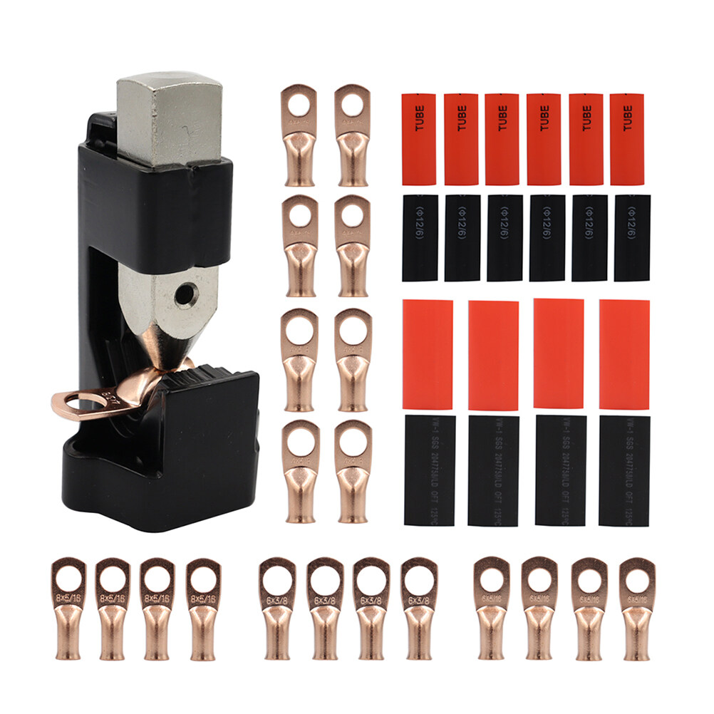 1 Set Universal Battery Cable Hammer Crimper Wire Ring Terminal Kit
