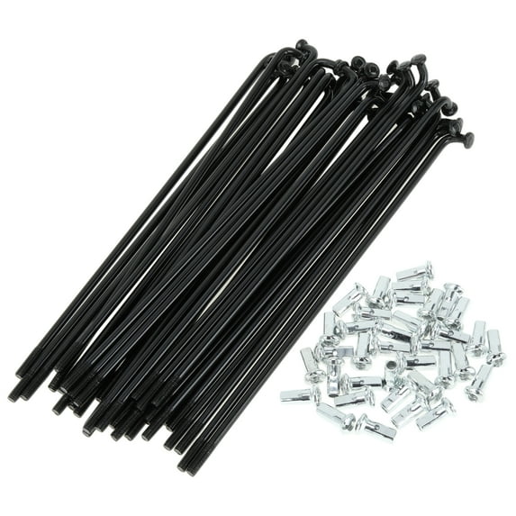 Unique Bargains 1 Set Universal Bicycle Spokes 12G Bike Wheel Spokes Nipple Black Carbon Steel Black 127mm Length
