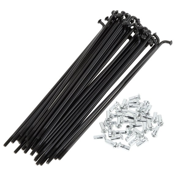 Unique Bargains 36pcs Universal Bicycle Spokes 12G Bike Wheel Spokes Nipple Black Carbon Steel Black-145mm