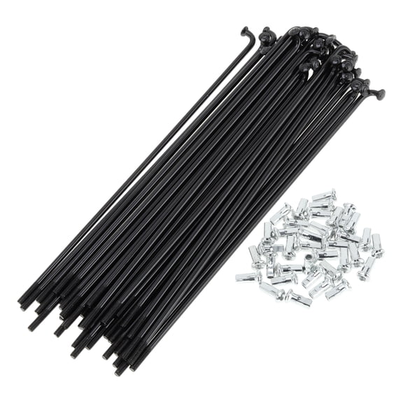 Unique Bargains 36pcs Universal Bicycle Spokes 12G Bike Wheel Spokes Nipple Black Carbon Steel Black-159mm