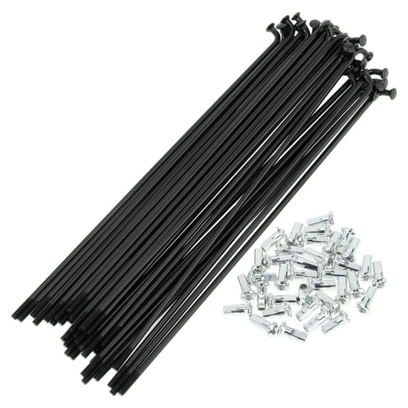 Unique Bargains 1Set Universal Bicycle Spokes 12G Bike Wheel Spokes Nipple Carbon Steel Black-163mm