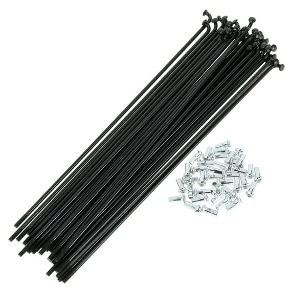 Unique Bargains 1 Set Universal Bicycle Spokes 12G Bike Wheel Spokes Nipple Black Carbon Steel Black-202mm