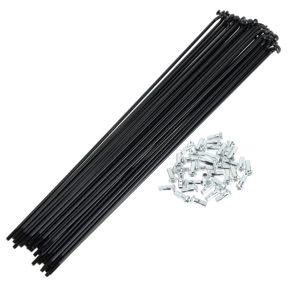 Unique Bargains 1 Set Universal Bicycle Spokes 12G Bike Wheel Spokes Nipple Black Carbon Steel Black-245mm