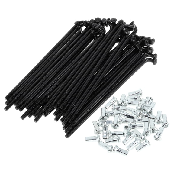 Unique Bargains 1 Set Universal Bicycle Spokes 12G Bike Wheel Spokes Nipple Black Carbon Steel Black-83mm