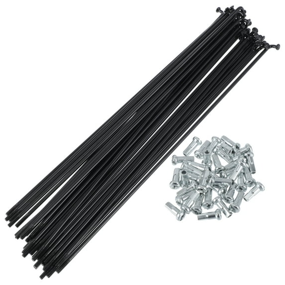 Unique Bargains 1 Set Universal Bicycle Spokes 13G Bike Wheel Spokes Nipple 45 Steel Black-203mm