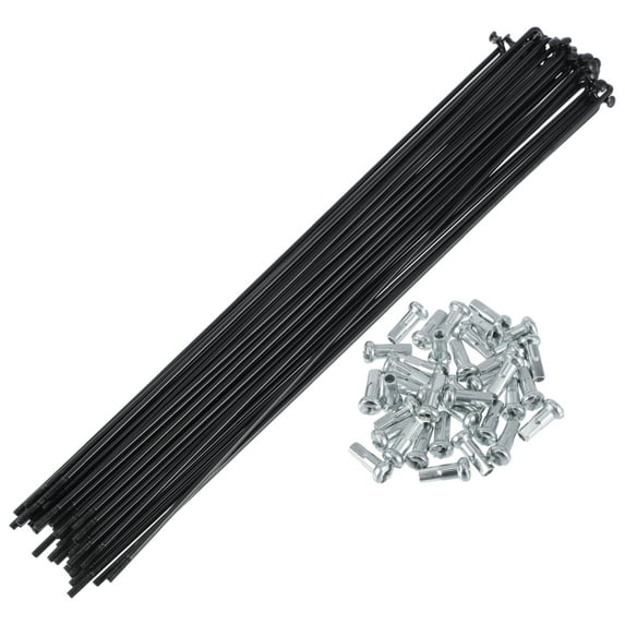Unique Bargains 1 Set Universal Bicycle Spokes 13G Bike Wheel Spokes Nipple 45 Steel Black-243mm