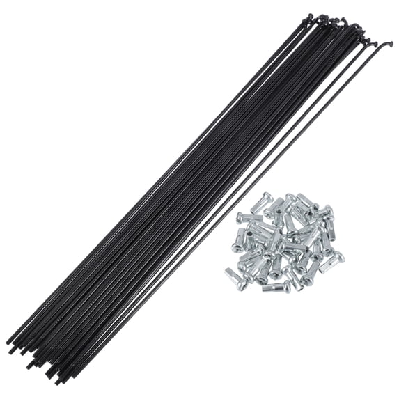 Unique Bargains 1 Set Universal Bicycle Spokes 13G Bike Wheel Spokes Nipple 45 Steel Black-301mm