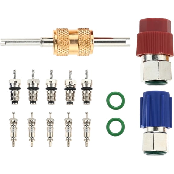 1 Set Universal Metal Rubber R12 To R134A Conversion Kit Adapter Valve Cores Compatible With AC Air Conditioner Refrigerant Professional Secure Seal