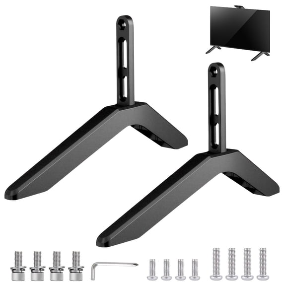 1 Set Universal TV Base Stand, Steel TV Legs with Screws, Tabletop TV Stand Legs Replacement for Most 32-65 Inch LCD LED Screen TVs