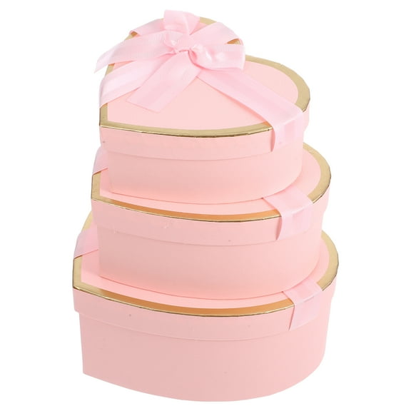 1 Set Valentines Day Heart Shaped Boxes Valentines Nesting Cardboard Cookie Box Flower Box Wraps Boxes For Wedding Birthday Present Wrapping Packaging Pink